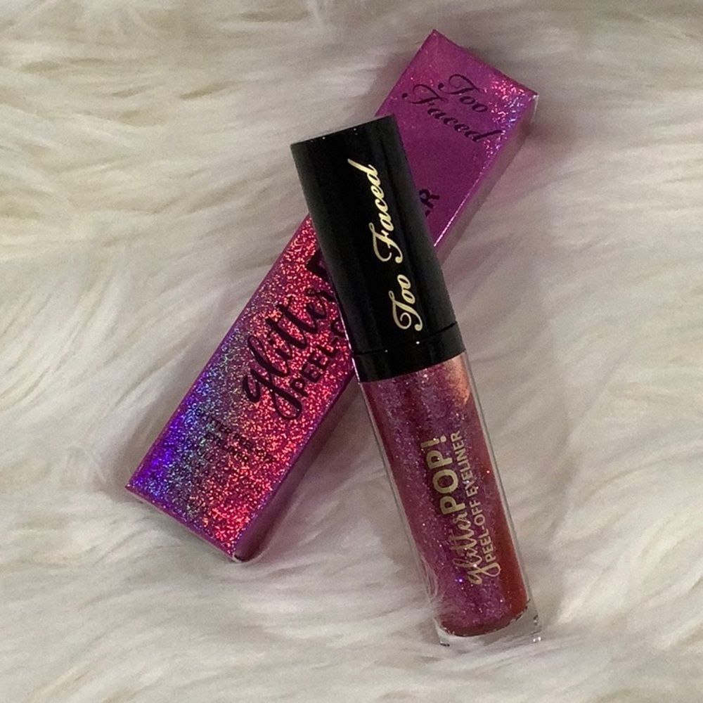 NIB Too Faced Glitter Pop! Peel Off Eyeliner - KITTY GLITTER Pink Eyeliner